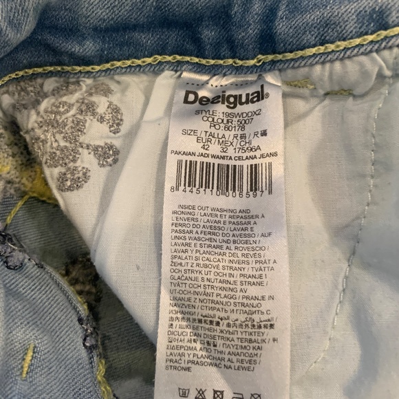 Desigual Dulcinea Women's US 8 Boho "Color Me" Blue Embroidered Jogger Jeans - Picture 10 of 16